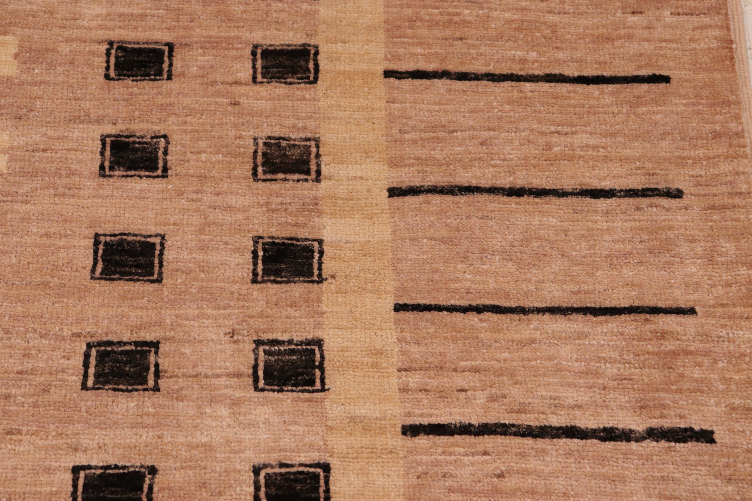 handmade Modern Kafkaz Nude Black Hand Knotted RECTANGLE 100% WOOL area rug 8' x 9'