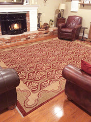 handmade Transitional Kafkaz Red Beige Hand Knotted RECTANGLE 100% WOOL area rug 8 x 10