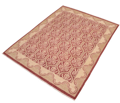 handmade Transitional Kafkaz Red Beige Hand Knotted RECTANGLE 100% WOOL area rug 8' x 10'