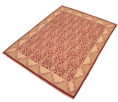 handmade Transitional Kafkaz Red Beige Hand Knotted RECTANGLE 100% WOOL area rug 8 x 10