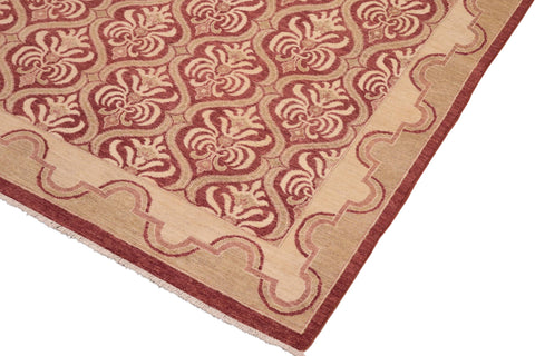 handmade Transitional Kafkaz Red Beige Hand Knotted RECTANGLE 100% WOOL area rug 8' x 10'