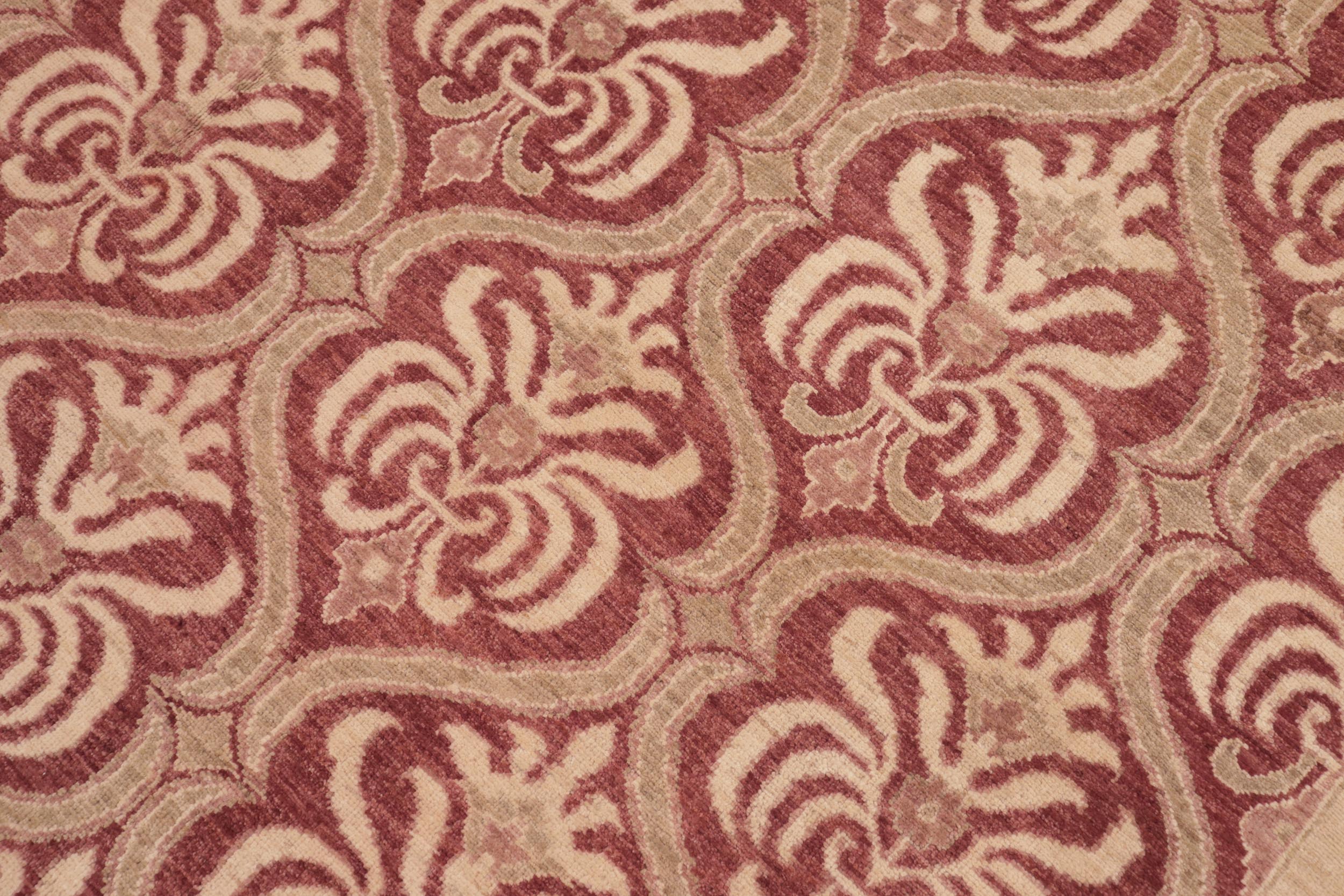 handmade Transitional Kafkaz Red Beige Hand Knotted RECTANGLE 100% WOOL area rug 8' x 10'