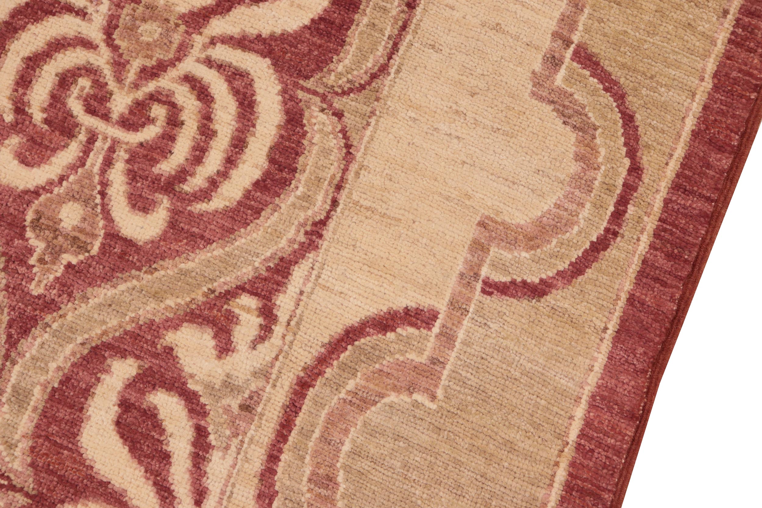 handmade Transitional Kafkaz Red Beige Hand Knotted RECTANGLE 100% WOOL area rug 8' x 10'