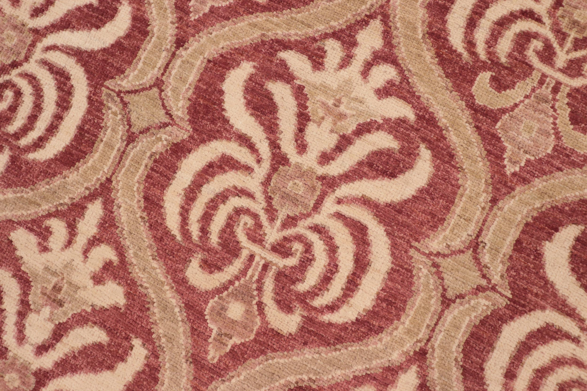 handmade Transitional Kafkaz Red Beige Hand Knotted RECTANGLE 100% WOOL area rug 8' x 10'