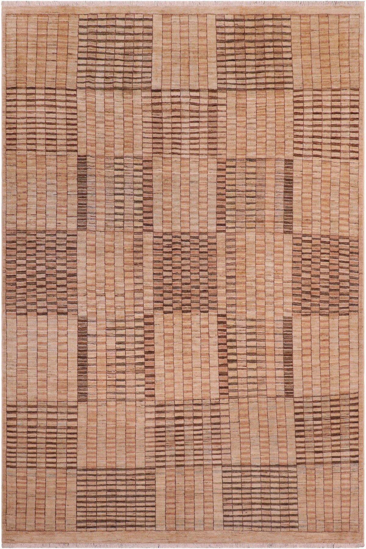 Modern Gabbeh Marybell Tan/Brown Wool Rug - 7'8'' x 9'8''