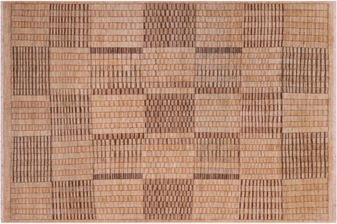 handmade Modern Gabbeh Tan Brown Hand Knotted RECTANGLE 100% WOOL area rug 8' x 10'