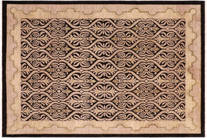 8x10 hand knotted transitional wool rug in black and tan - Chic Jodie