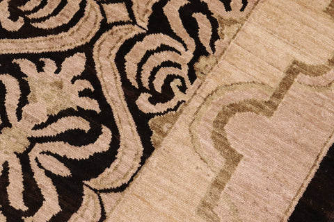 handmade Transitional Kafkaz Black Tan Hand Knotted RECTANGLE 100% WOOL area rug 8' x 10'