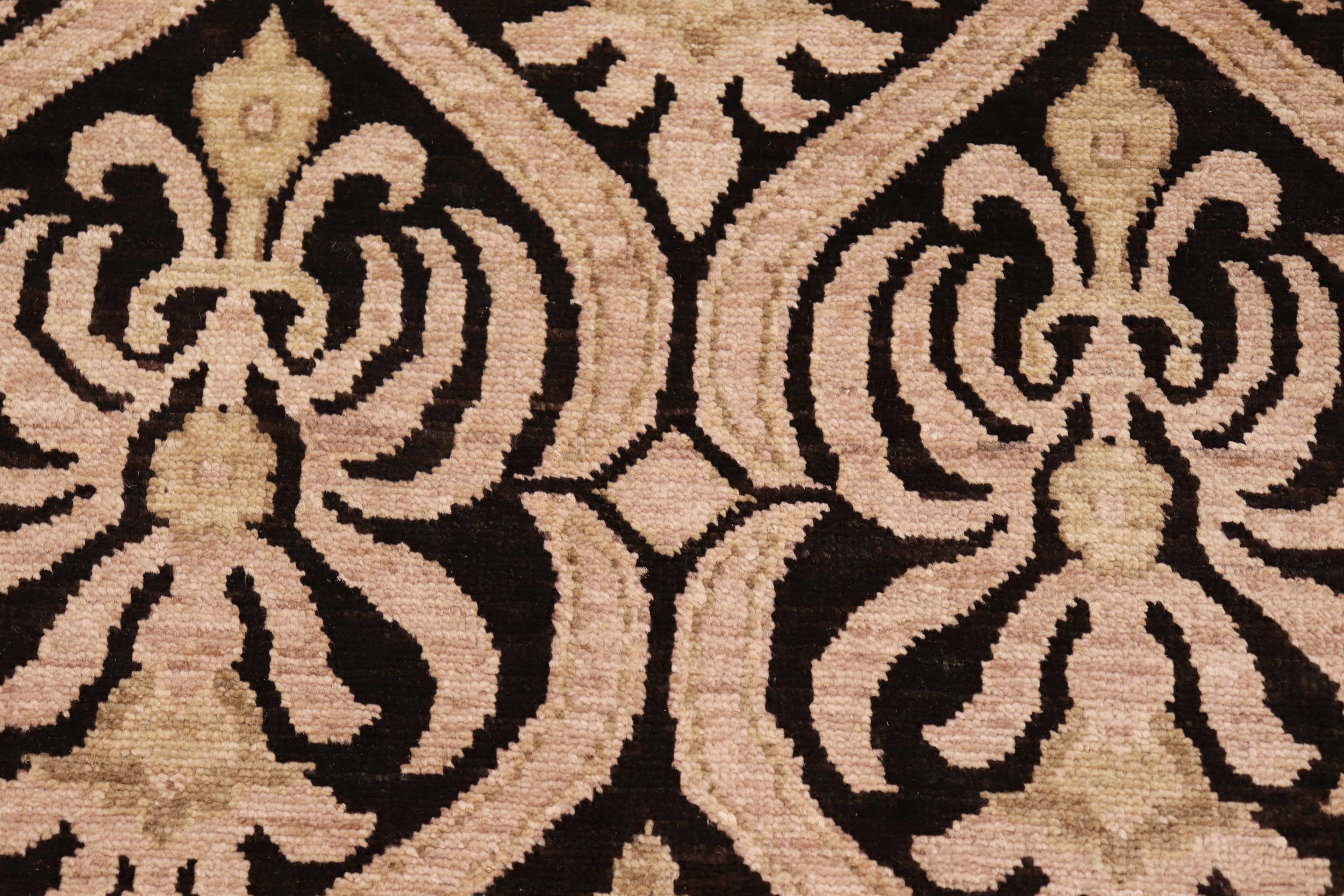 handmade Transitional Kafkaz Black Tan Hand Knotted RECTANGLE 100% WOOL area rug 8' x 10'