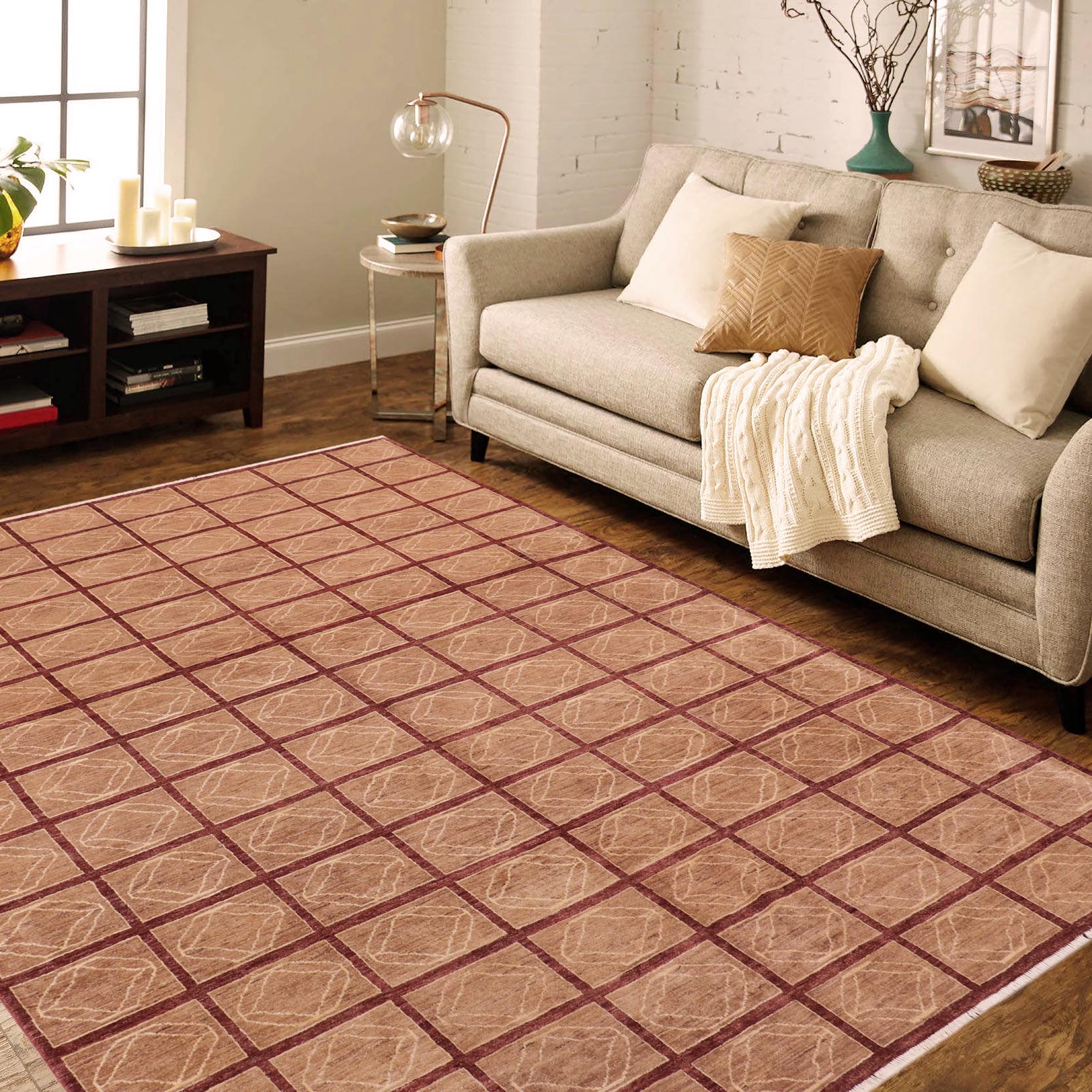 handmade Modern Gabbeh Tan Nude Hand Knotted RECTANGLE 100% WOOL area rug 8' x 9'
