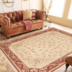 handmade Transitional Kafkaz Beige Rust Hand Knotted RECTANGLE 100% WOOL area rug 8' x 10'