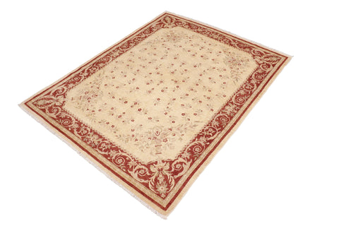 handmade Transitional Kafkaz Beige Rust Hand Knotted RECTANGLE 100% WOOL area rug 8' x 10'
