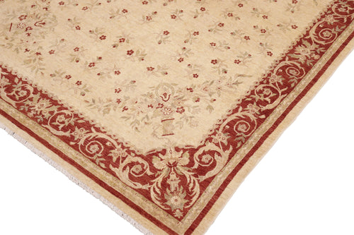 handmade Transitional Kafkaz Beige Rust Hand Knotted RECTANGLE 100% WOOL area rug 8' x 10'
