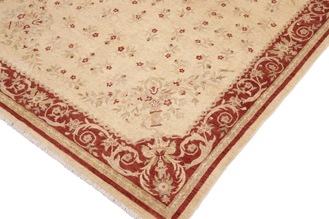 handmade Transitional Kafkaz Beige Rust Hand Knotted RECTANGLE 100% WOOL area rug 8' x 10'