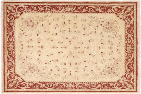 handmade Transitional Kafkaz Beige Rust Hand Knotted RECTANGLE 100% WOOL area rug 8' x 10'