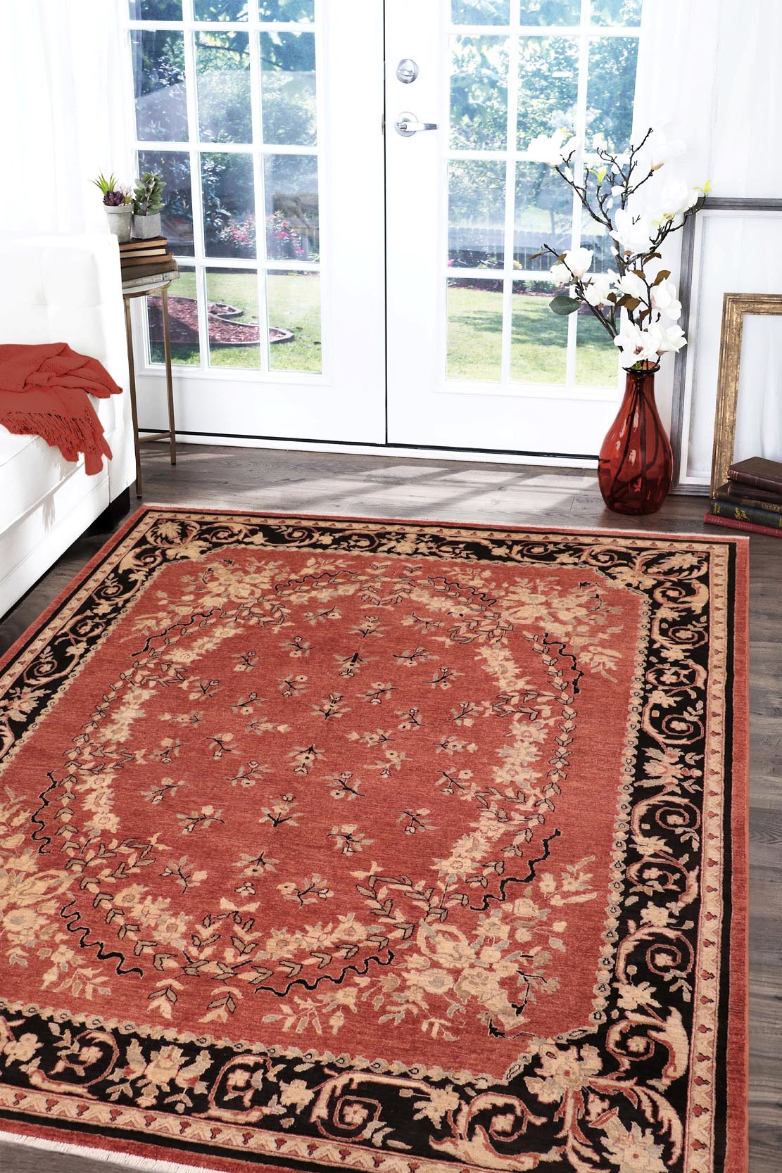 handmade Traditional Kafkaz Rust Black Hand Knotted RECTANGLE 100% WOOL area rug 8x10