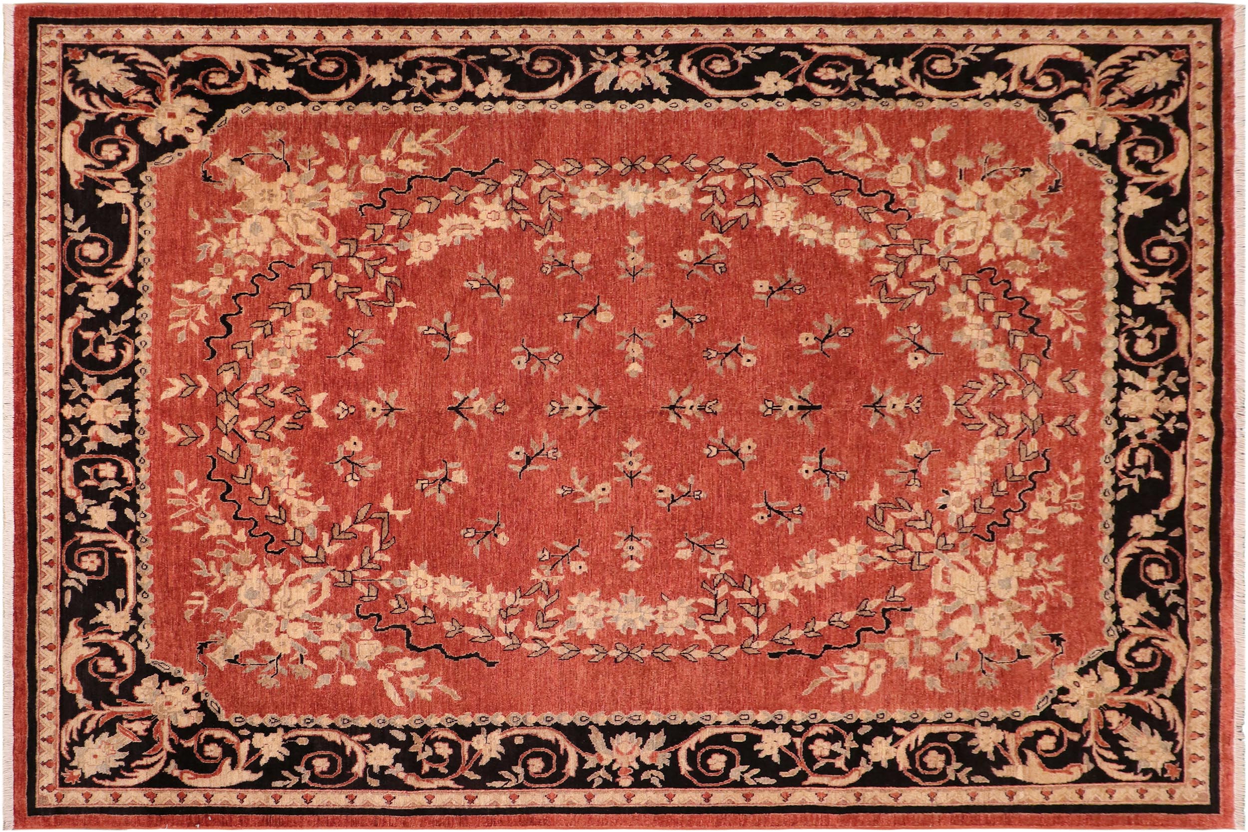 handmade Traditional Kafkaz Rust Black Hand Knotted RECTANGLE 100% WOOL area rug 8x10
