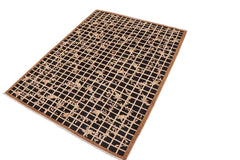 handmade Transitional Kafkaz Black Beige Hand Knotted RECTANGLE WOOL&SILK area rug 8 x 10