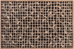 handmade Modern Kafkaz Black Beige Hand Knotted RECTANGLE WOOL&SILK area rug 8' x 10'