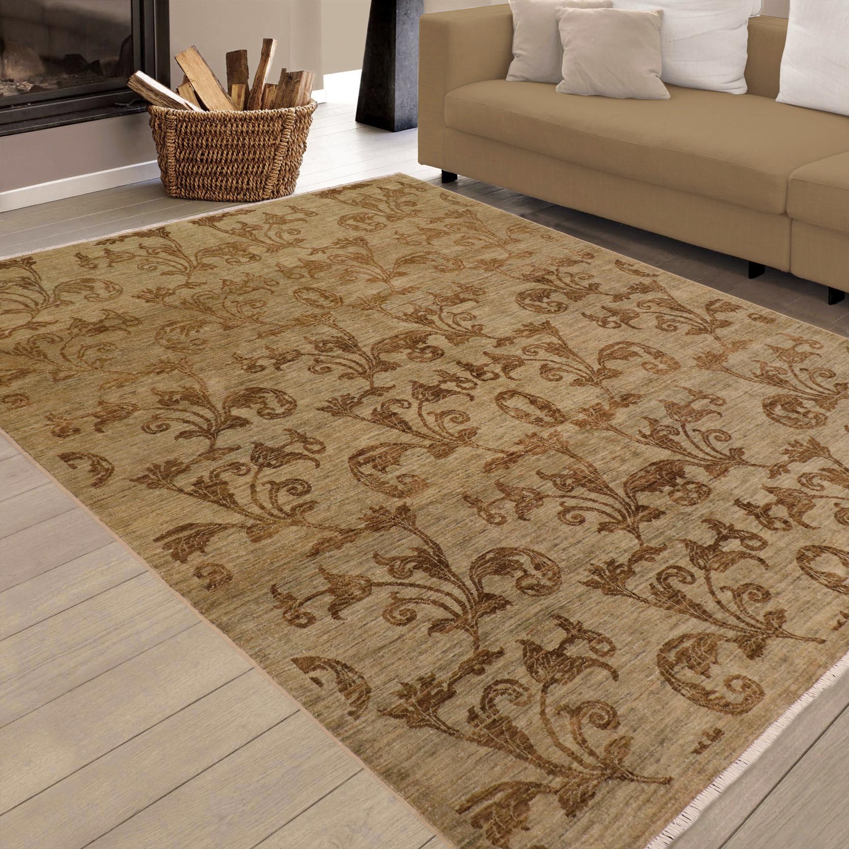 handmade Modern Kafkaz Lt. Green Lt. Green Hand Knotted RECTANGLE 100% WOOL area rug 8' x 9'