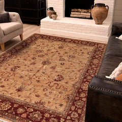 handmade Traditional Kafkaz Tan Brown Hand Knotted RECTANGLE 100% WOOL area rug 8 x 10