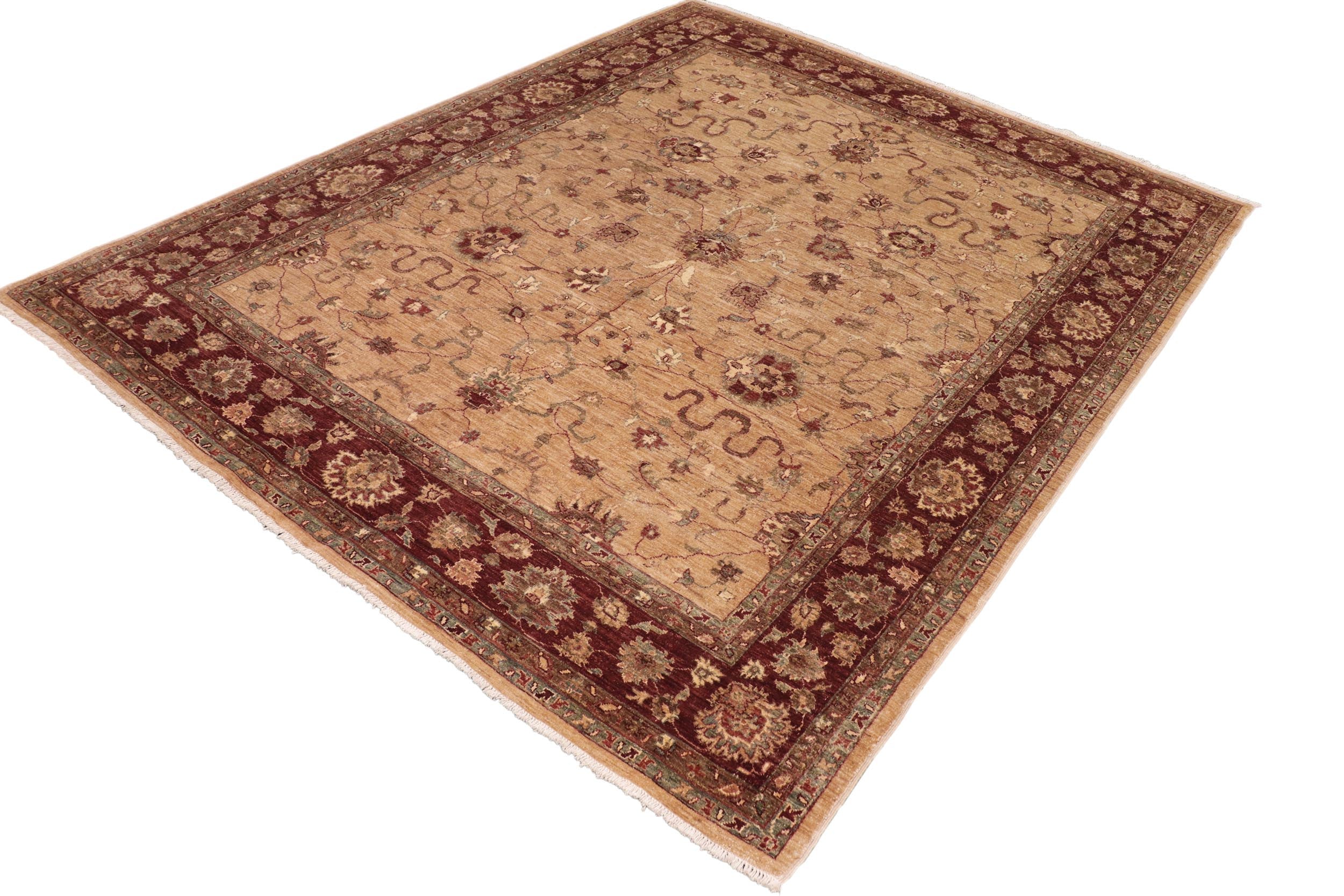handmade Traditional Kafkaz Tan Brown Hand Knotted RECTANGLE 100% WOOL area rug 8x10