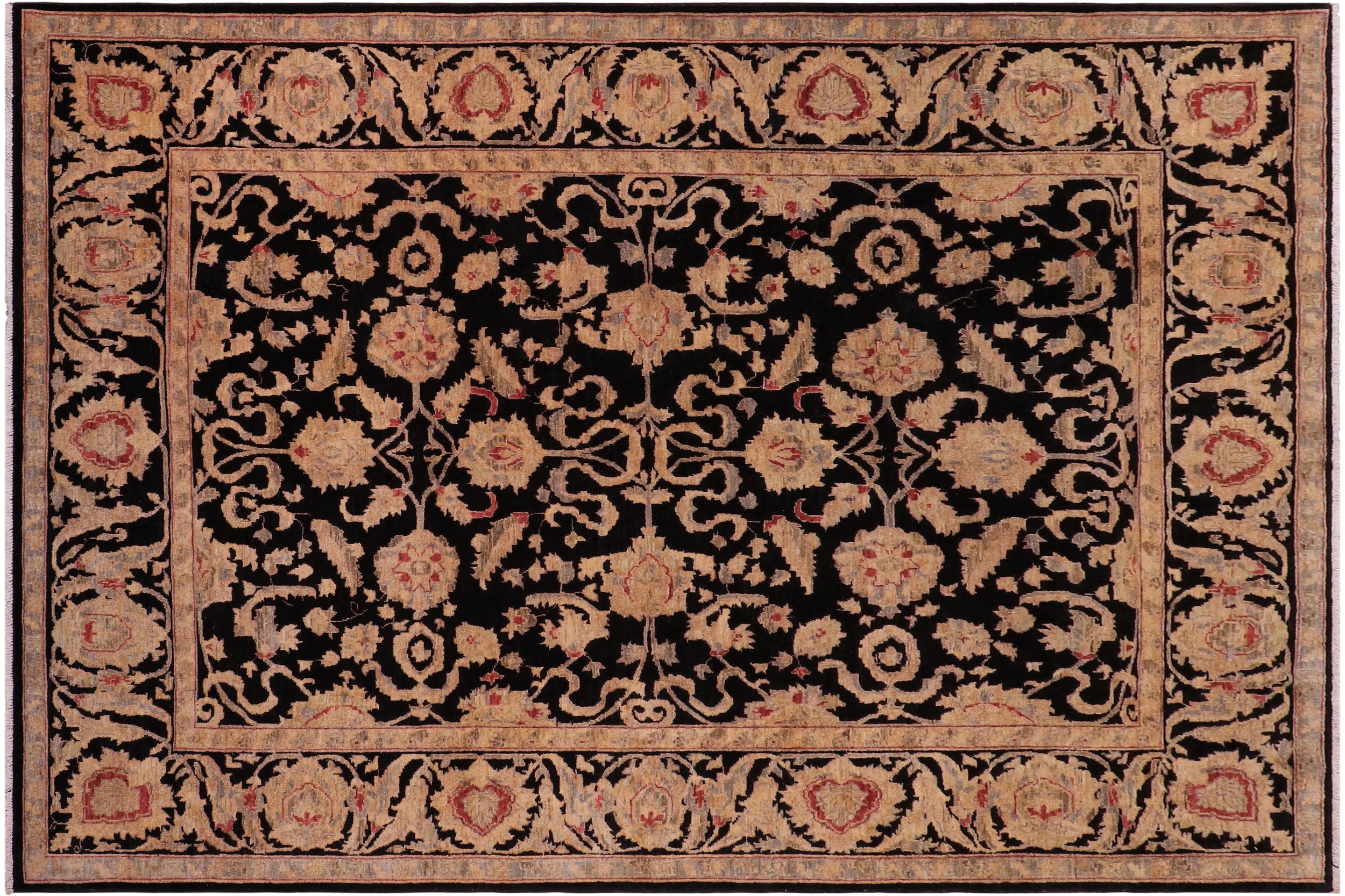 handmade Traditional Kafkaz Black Black Hand Knotted RECTANGLE 100% WOOL area rug 8x10