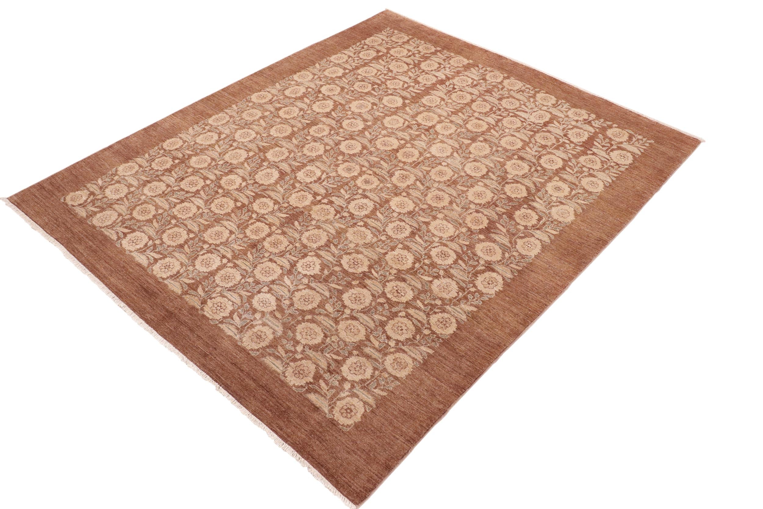 handmade Modern Kafkaz Brown Beige Hand Knotted RECTANGLE 100% WOOL area rug 8' x 10'