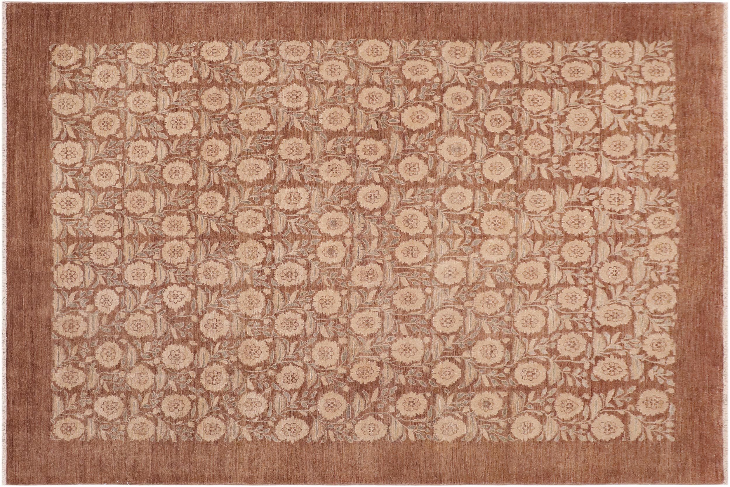 handmade Modern Kafkaz Brown Beige Hand Knotted RECTANGLE 100% WOOL area rug 8' x 10'