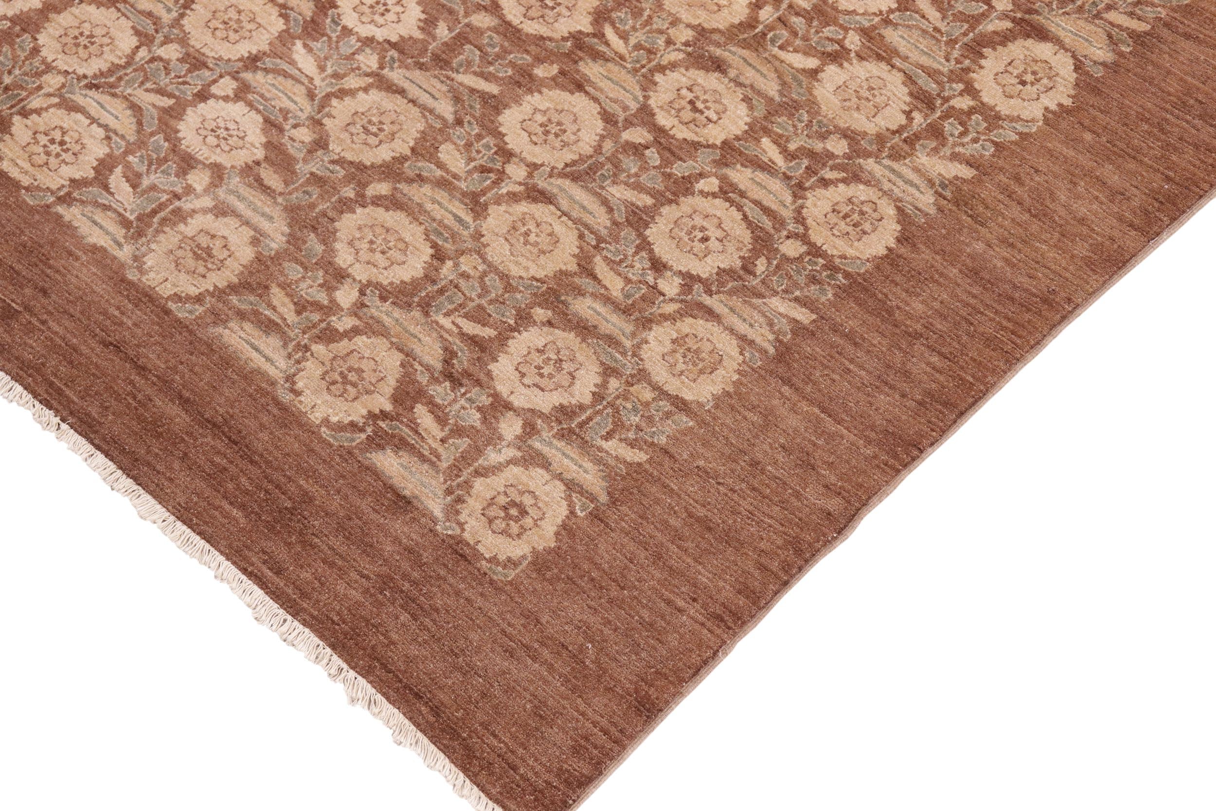 handmade Modern Kafkaz Brown Beige Hand Knotted RECTANGLE 100% WOOL area rug 8' x 10'