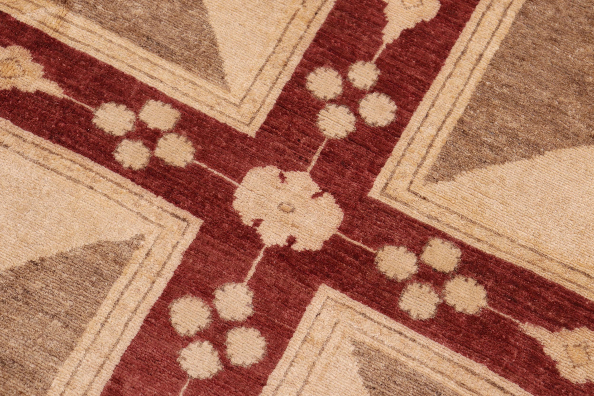 handmade Modern Kafkaz Red Tan Hand Knotted RECTANGLE 100% WOOL area rug 8' x 10'