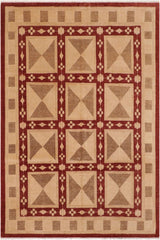 handmade Transitional Kafkaz Red Tan Hand Knotted RECTANGLE 100% WOOL area rug 8 x 10