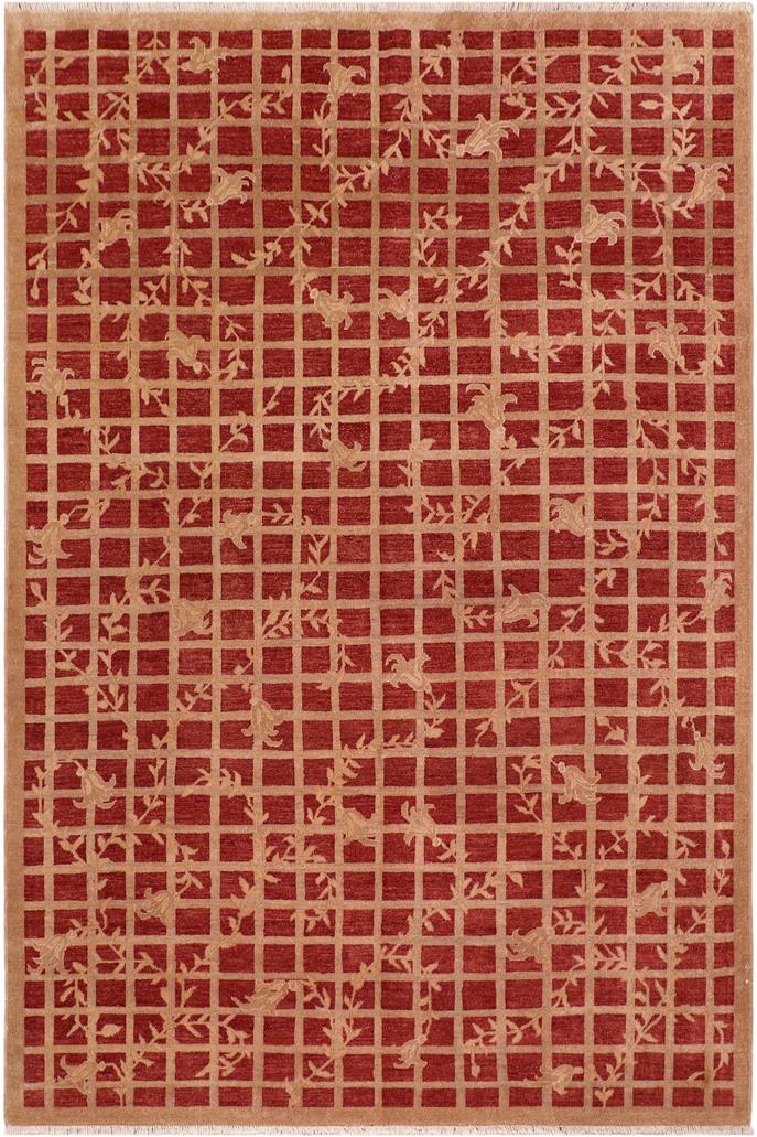 handmade Transitional Kafkaz Rust Tan Hand Knotted RECTANGLE 100% WOOL area rug 8 x 10