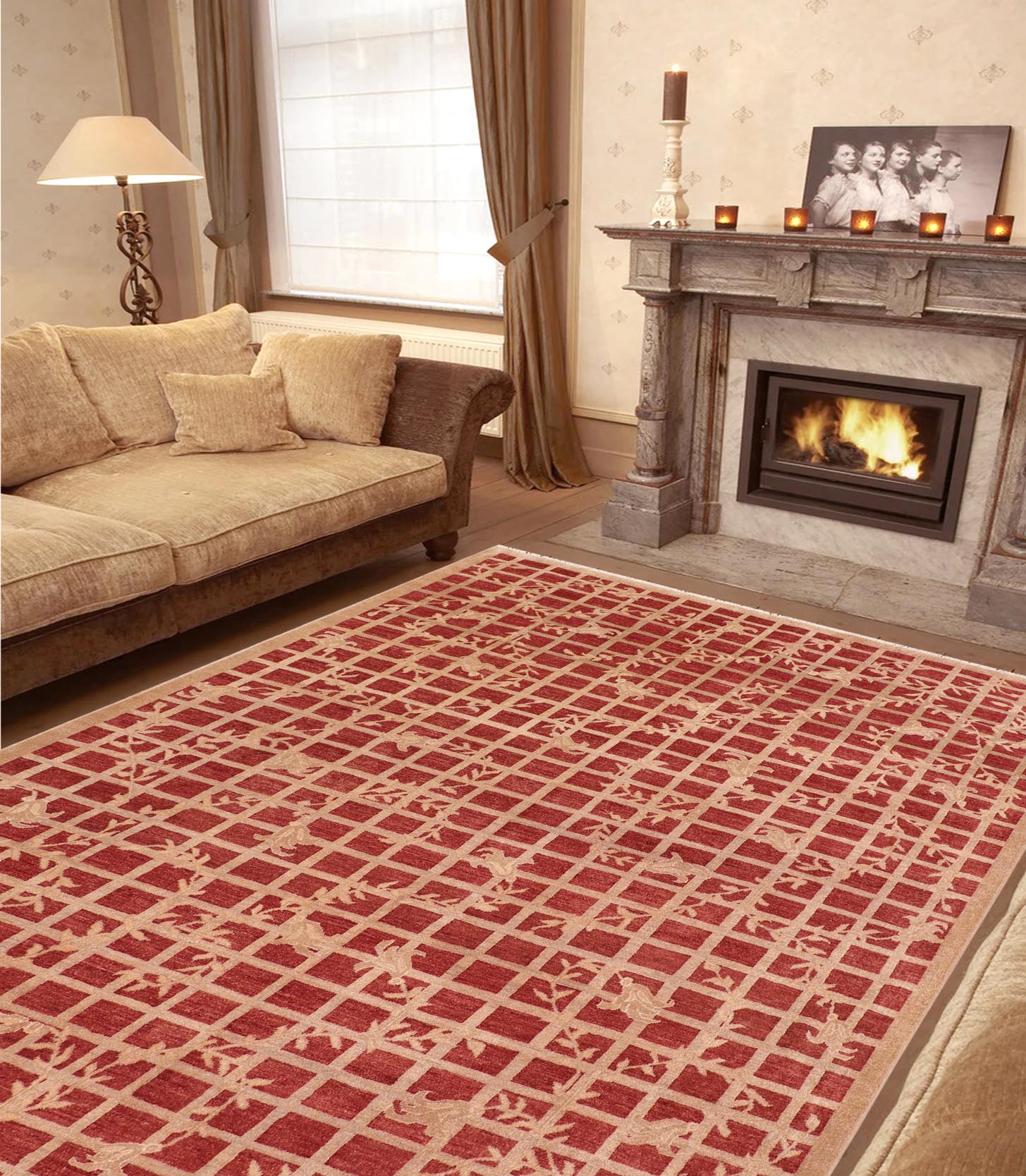 handmade Modern Kafkaz Rust Tan Hand Knotted RECTANGLE 100% WOOL area rug 8' x 10'