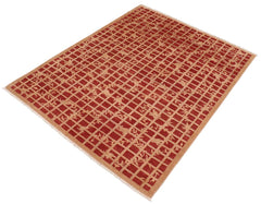 handmade Transitional Kafkaz Rust Tan Hand Knotted RECTANGLE 100% WOOL area rug 8 x 10