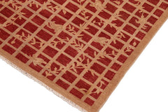 handmade Transitional Kafkaz Rust Tan Hand Knotted RECTANGLE 100% WOOL area rug 8 x 10