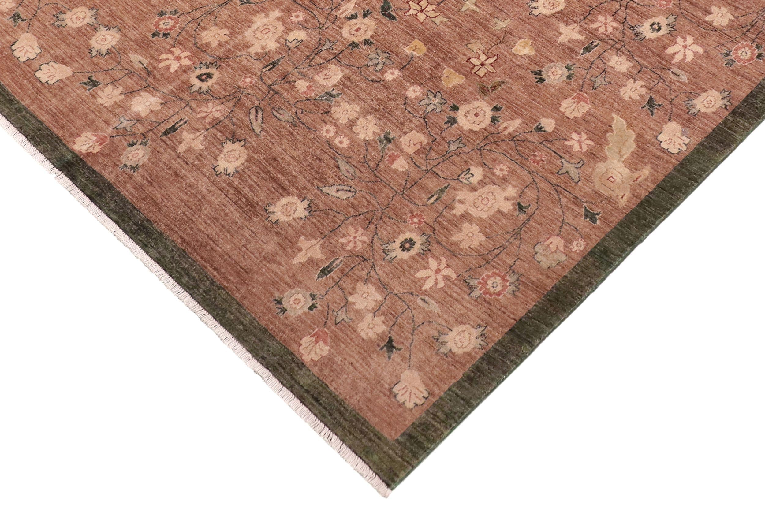 handmade Modern Kafkaz Brown Green Hand Knotted RECTANGLE 100% WOOL area rug 8' x 10'