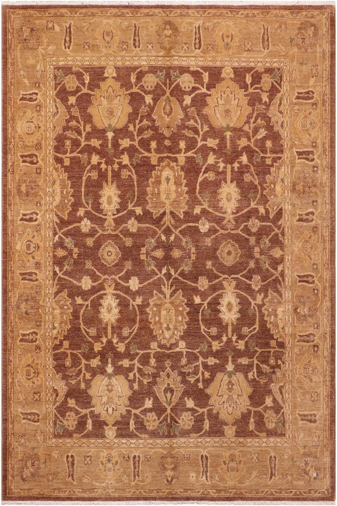 handmade Traditional Lahore Brown Tan Hand Knotted RECTANGLE 100% WOOL area rug 8 x 10