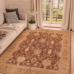 handmade Traditional Lahore Brown Tan Hand Knotted RECTANGLE 100% WOOL area rug 8 x 10