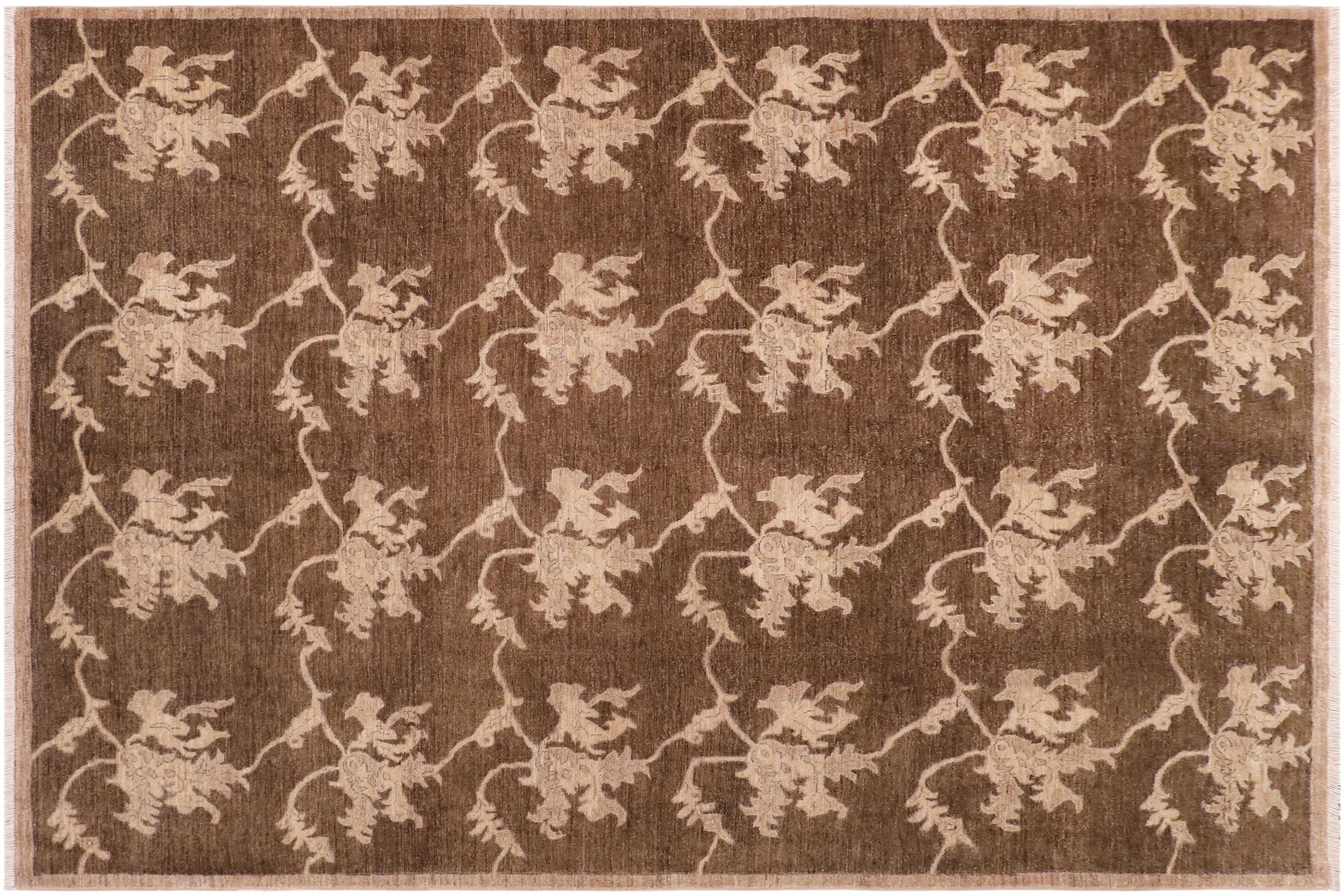 handmade Modern Kafkaz Brown Beige Hand Knotted RECTANGLE 100% WOOL area rug 8' x 10'