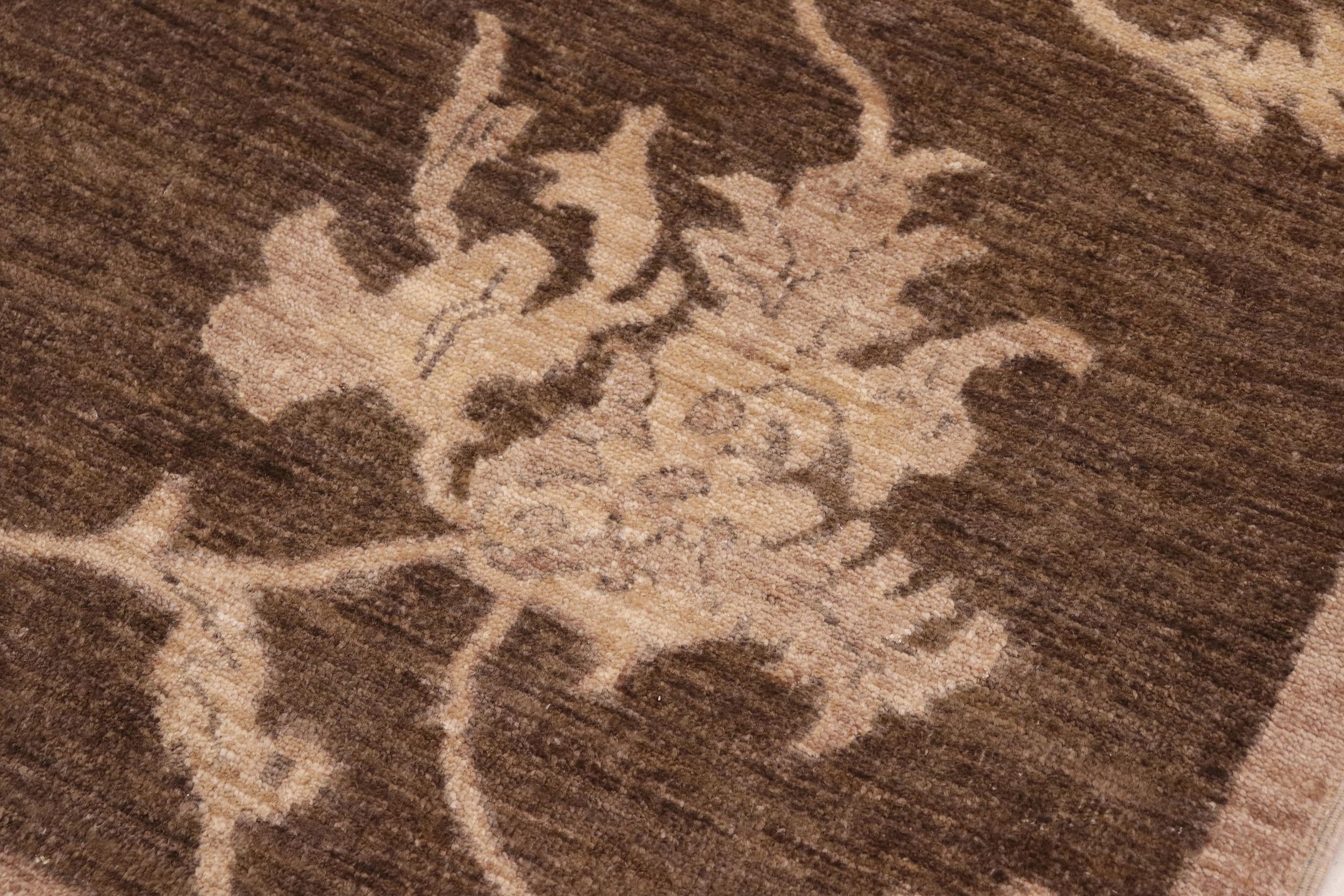 handmade Modern Kafkaz Brown Beige Hand Knotted RECTANGLE 100% WOOL area rug 8' x 10'