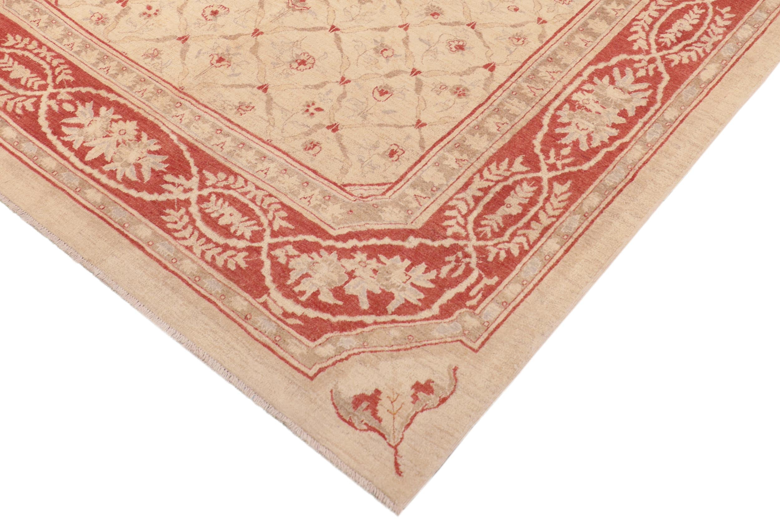 handmade Transitional Kafkaz Beige Red Hand Knotted RECTANGLE 100% WOOL area rug 8' x 9'
