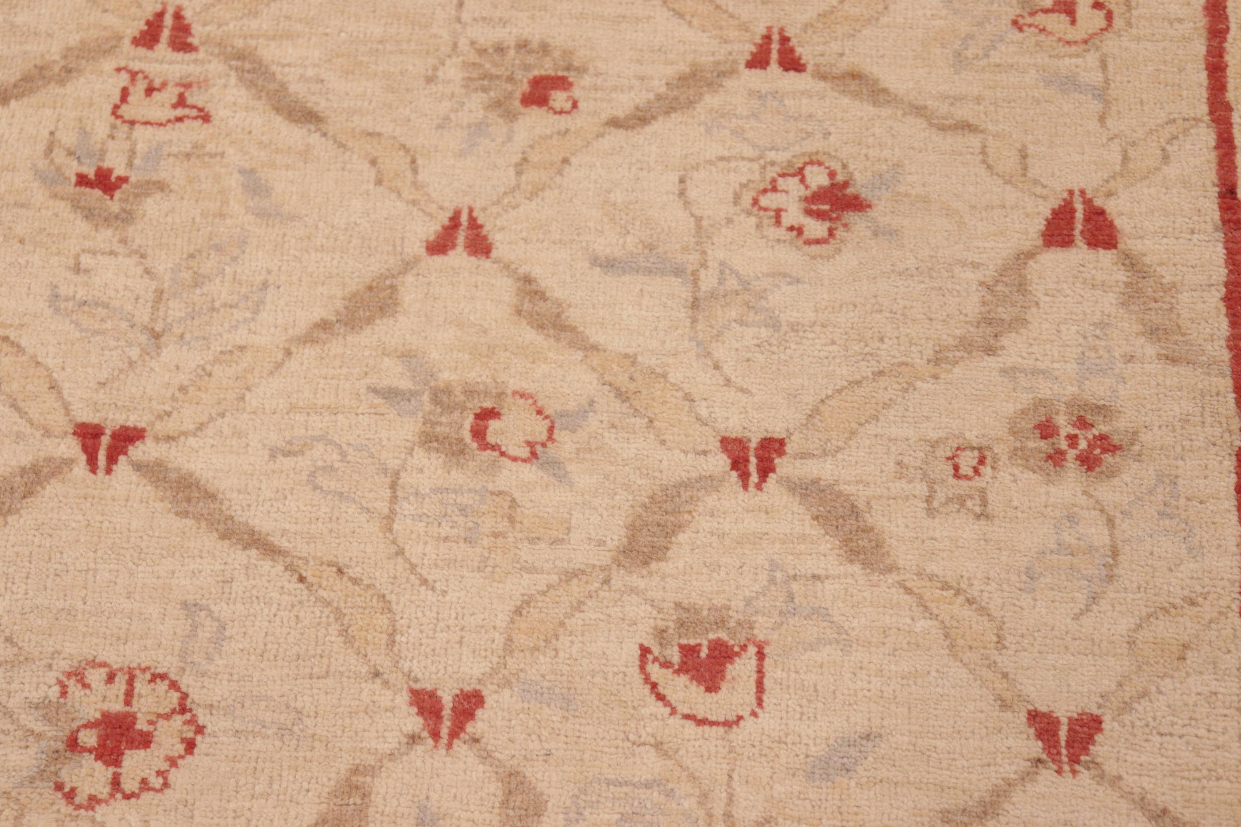 handmade Transitional Kafkaz Beige Red Hand Knotted RECTANGLE 100% WOOL area rug 8' x 9'