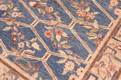handmade Transitional Kafkaz Lt. Blue Tan Hand Knotted RECTANGLE 100% WOOL area rug 8' x 10'
