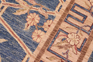 handmade Transitional Kafkaz Lt. Blue Tan Hand Knotted RECTANGLE 100% WOOL area rug 8' x 10'