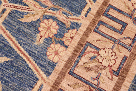handmade Transitional Kafkaz Lt. Blue Tan Hand Knotted RECTANGLE 100% WOOL area rug 8' x 10'