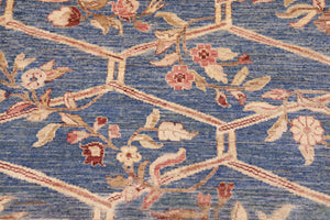 handmade Transitional Kafkaz Lt. Blue Tan Hand Knotted RECTANGLE 100% WOOL area rug 8' x 10'