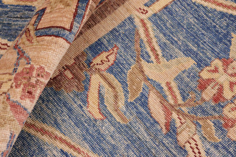 handmade Transitional Kafkaz Lt. Blue Tan Hand Knotted RECTANGLE 100% WOOL area rug 8' x 10'