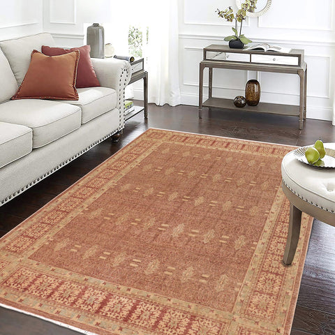 handmade Transitional Kafkaz Brown Copper Hand Knotted RECTANGLE 100% WOOL area rug 8' x 10'