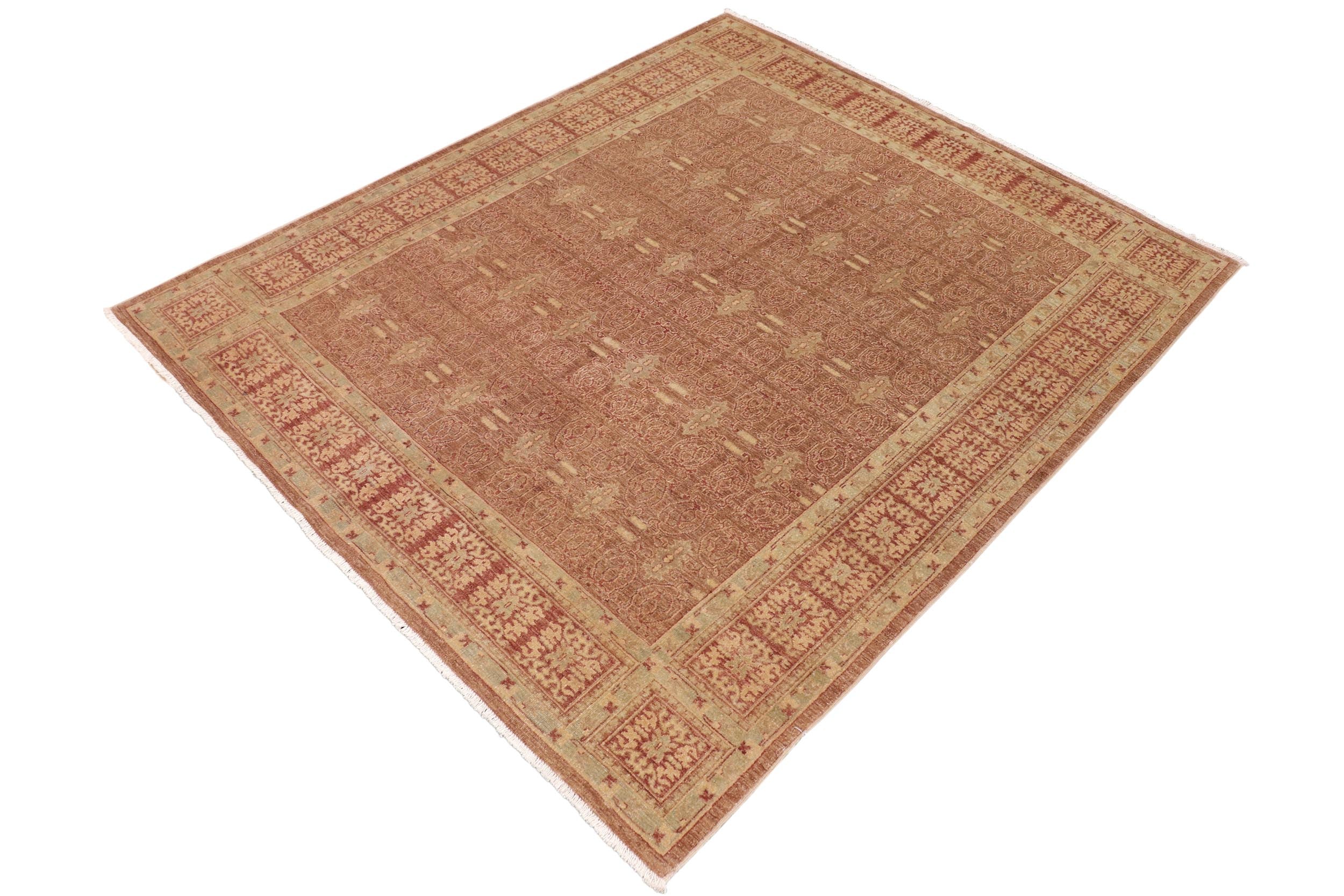 handmade Transitional Kafkaz Brown Copper Hand Knotted RECTANGLE 100% WOOL area rug 8' x 10'